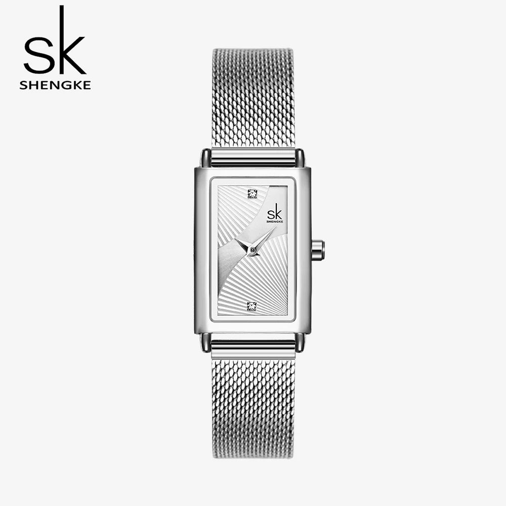Shengke Rectangle Quartz Gold Wrist Watch